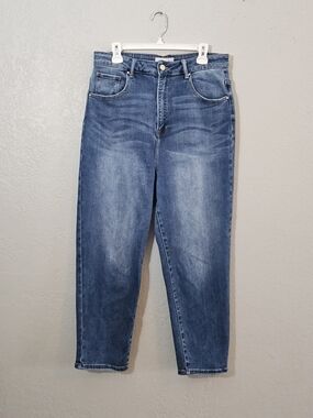 Risen High Rise Mom Fit Jeans Medium Wash Womens 1XL Stretch Denim